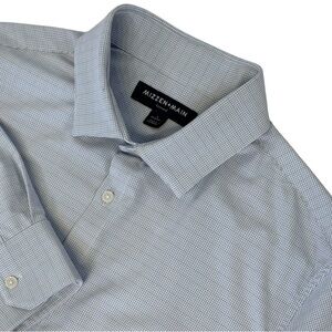 Mizzen+Main Mens Sz LARGE Leeward Classic Fit Blue Check Dress Shirt Long Sleeve